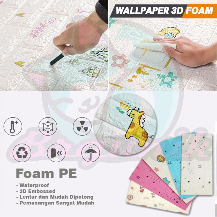 BRGUNIK Wallpaper Dinding 3d Motif Gambar Wallfoam Dekorasi Kamar Murah R535