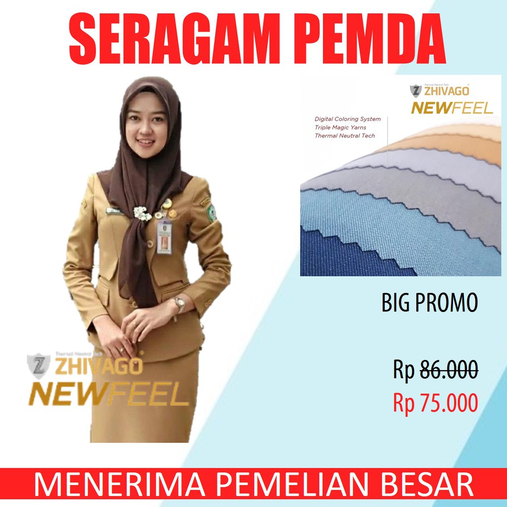 Bahan Kain Seragam Pns Pemda Merk Zhivago Newfell Murah Meteran Shopee Indonesia