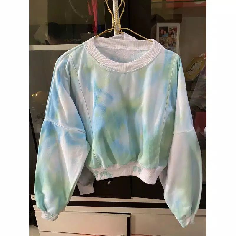 SWEATER CROP TIE DYE MURAH