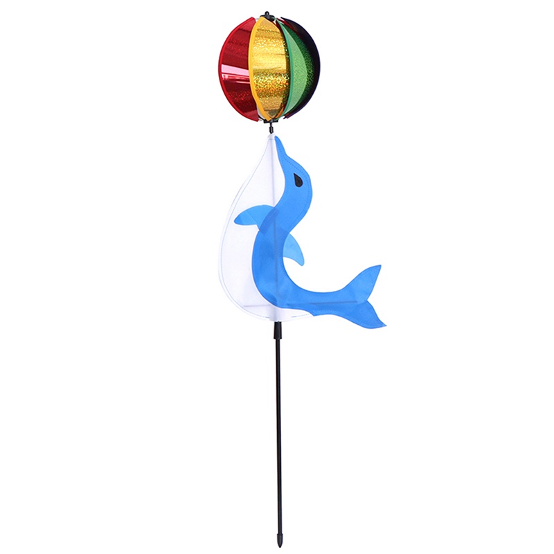 【beautifulhome12.id】Cute Cartoon Dolphin Rainbow Wind Spinner Colorful Windmill Kids Outdoor Toys