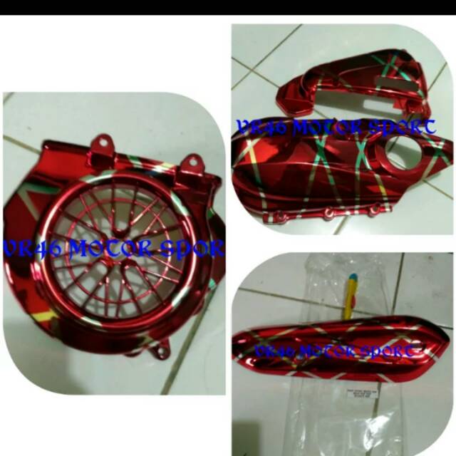 Paket beat esp merah xxx tutup knalpot beat esp + tutup kipas beat esp + cover cvt filter beat esp