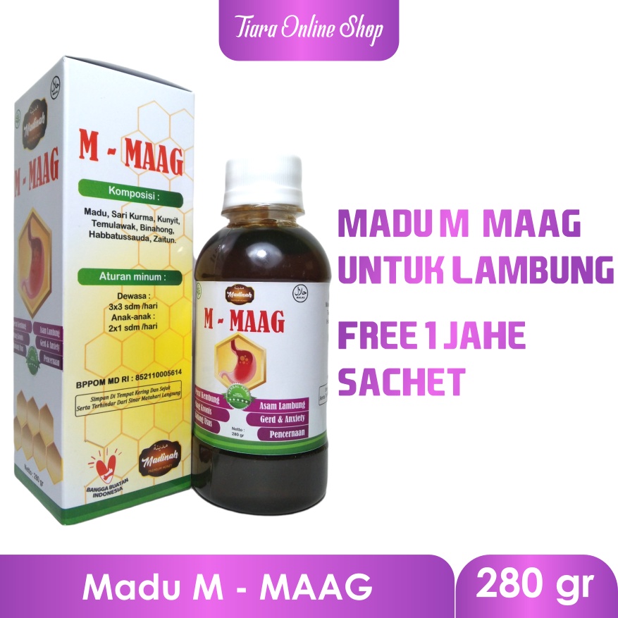 Madu Sehat Lambung M-Maag | Mengobati Lambung | Madu Asam Lambung | Madu Tukak Lambung | Gerd | Pencernaan Sehat 280 gram | Maag Kronis