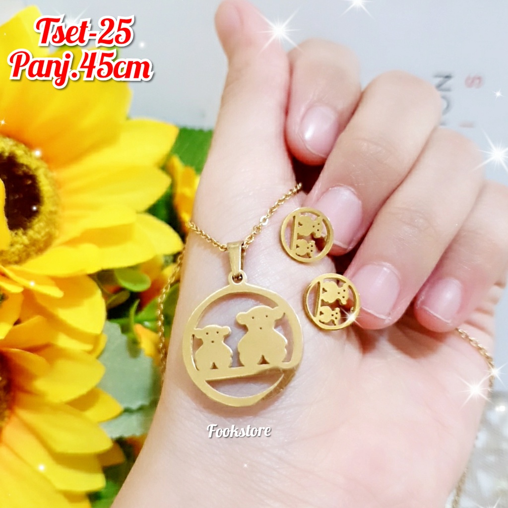 SET KALUNG TITANIUM WANITA 2 IN 1 ANTI KARAT | ANTI ALERGI