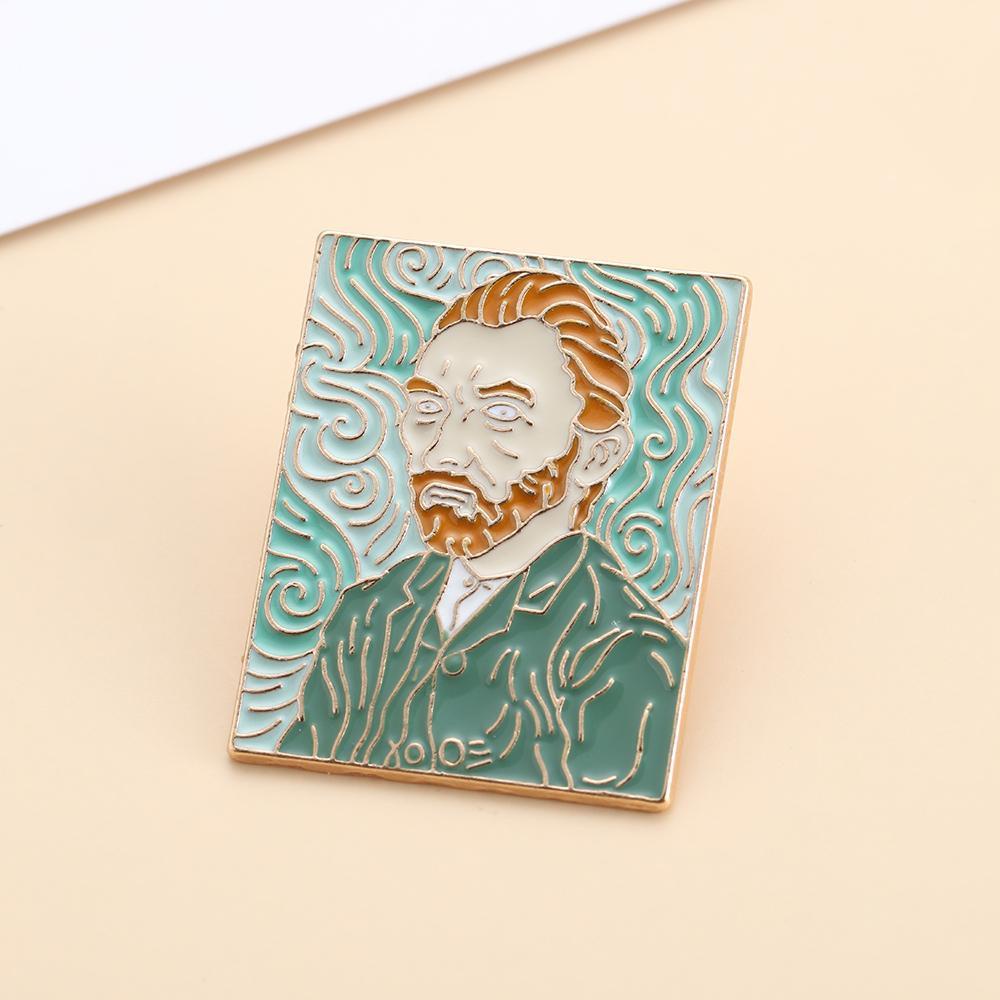 R-bunga Van Gogh Bros Bunga Matahari Kerah Aksesoris Paduan Perhiasan Bros Enamel Lencana