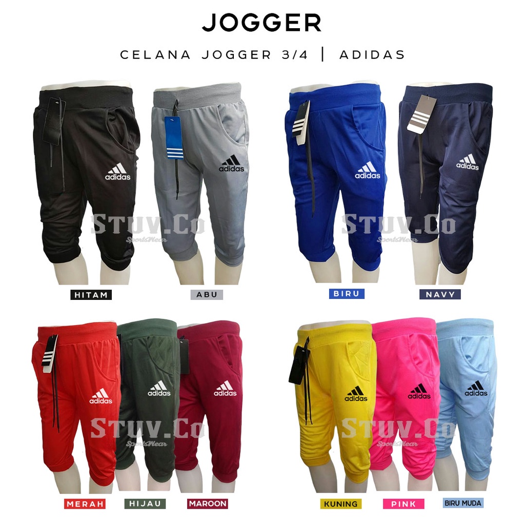 CELANA JOGGER PENDEK 3/4 PRIA WANITA JOGGER PANTS OLAHRAGA GYM FITNESS