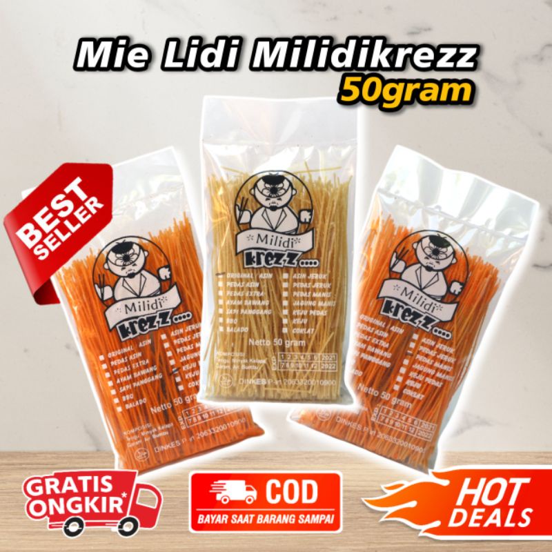 

Mie Lidi 50 gr Milidi Krezz Snack Cemilan Pedas