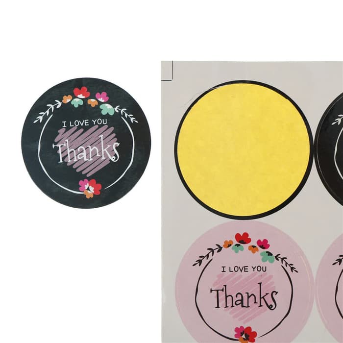 Paper Tags Sticker &quot;THANK YOU&quot; - 5,2cm Wreath Pattern (1sheet/8pcs)