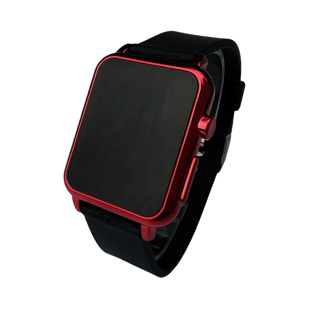 [SC] COD✅ Jam Tangan Digital Wanita Pria Watch LED Rubber Elektronik Touch Screen Harga Murah S1201-Case merah