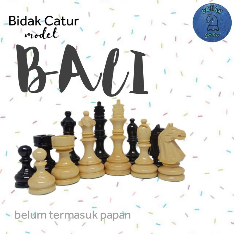Bidak Catur Kayu Mentaos model Bali ( Dobel Menteri &amp; Free Pouch )