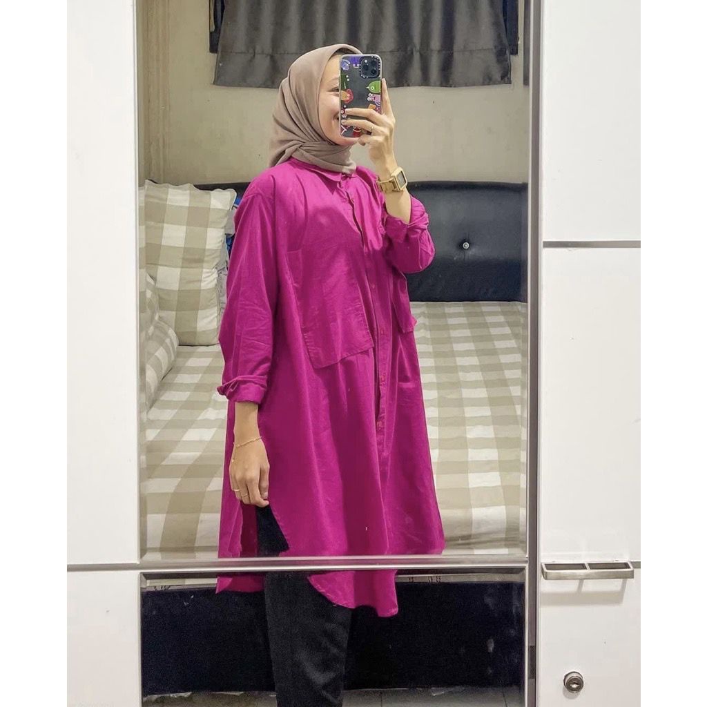 BEFAST - ZFS OOTD Wanita Tunik AMITHA / BELLA TUNIK POCKET / Tunik Wanita / Pakaian Tunik Perempuan / Tunik Kekiniaan wanita Remaja / Terlaris / Trendy / Tunik Lengan Panjang / Tunik Polos Casual Wanita