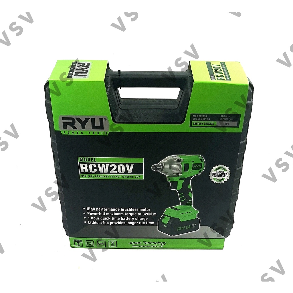 RYU RCW20V Cordless Impact Wrench 20V Bukaan Baut Batre