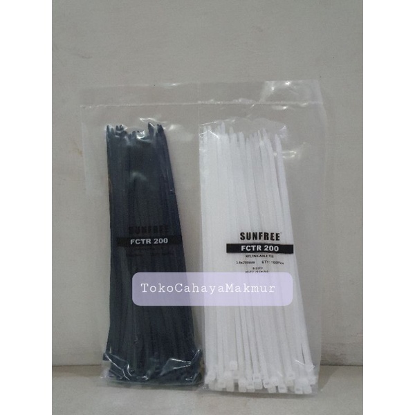 Cable Tie / Kabel Ties isi 100bh 3,6x200mm Putih&amp;Hitam Sunfree/Powell