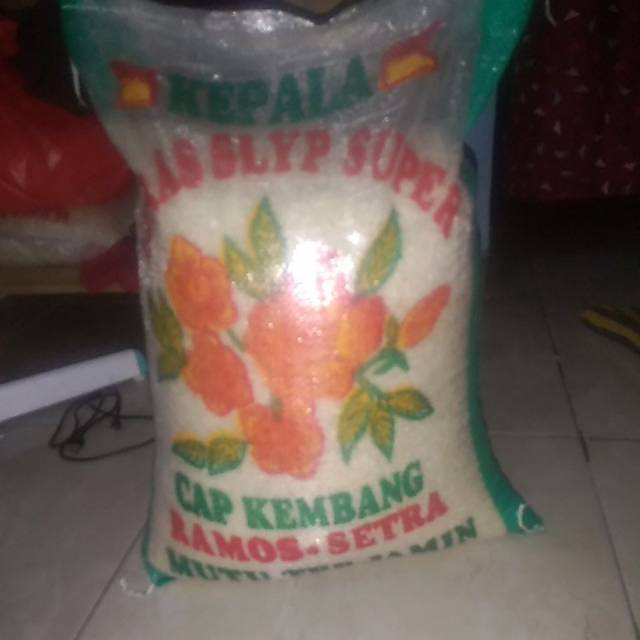 

Beras putih beras merk cap kembang ramos setra