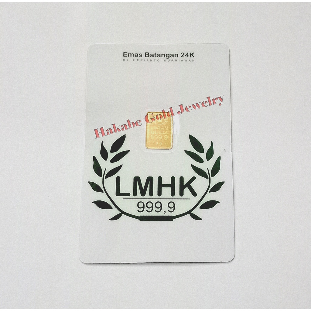 Emas Batangan Logam Mulia 24K Gold Bar Fine Gold 9999 HK 1 Gram