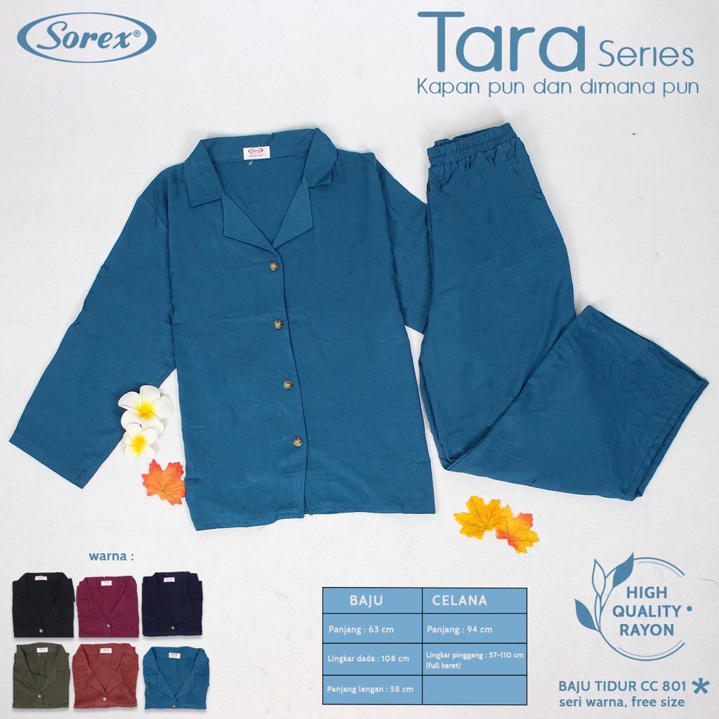 SOREX SETELAN BAJU ATASAN PANJANG CELANA PANJANG ATASAN PENDEK CELANA PENDEK TARA SERIES PIYAMA RAYON PREMIUM FREESIZE CC801