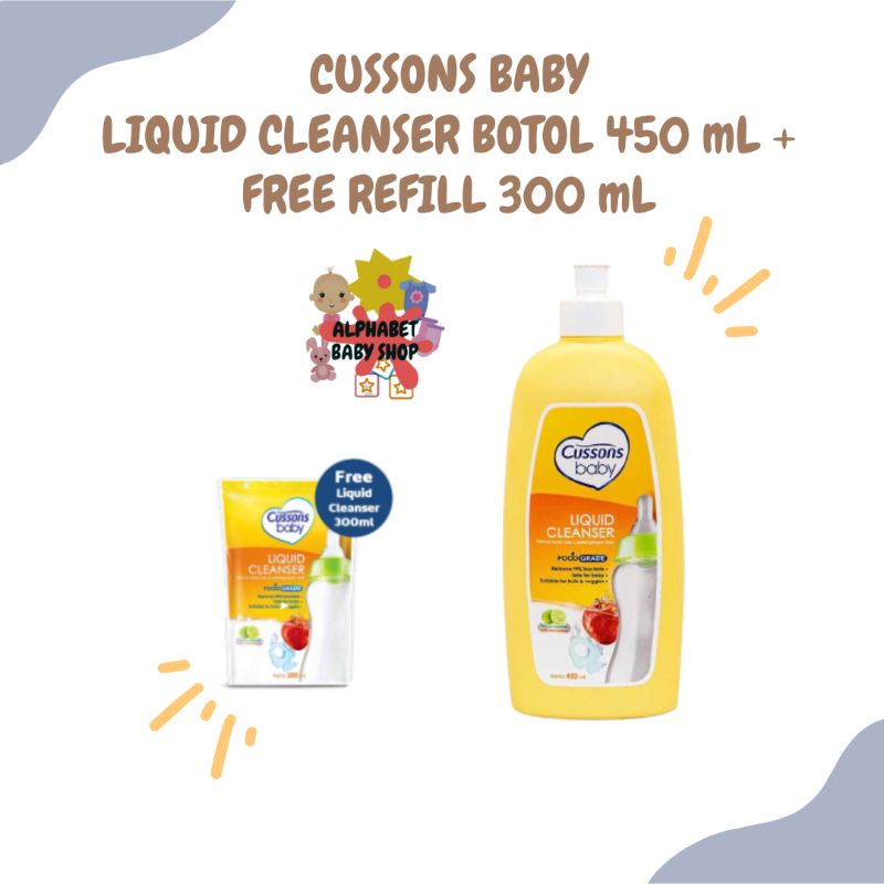 Jual CUSSONS BABY LIQUID CLEANSER BOTOL 450 ML + FREE REFILL 300 ML ...