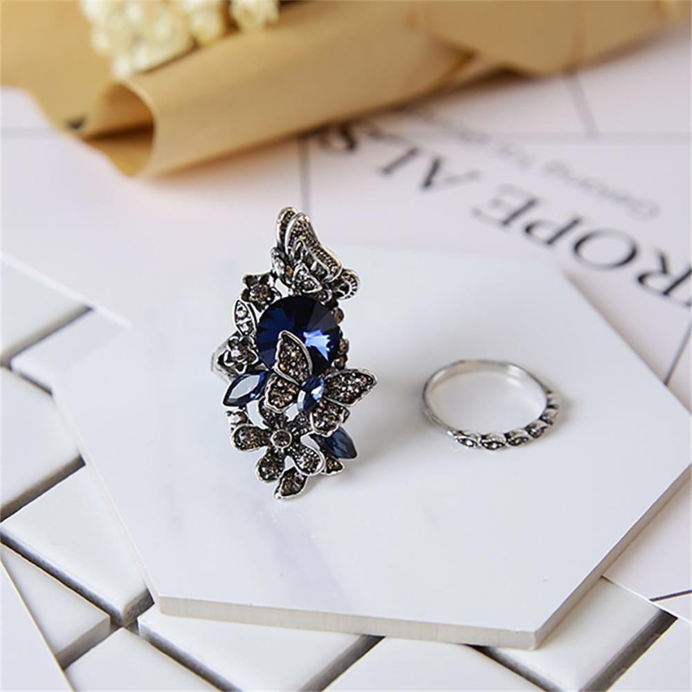 Lily Amethyst Set Cincin Aksesoris Pesta Hadiah Untuk Wanita Charm Jewelry Butterfly Ring