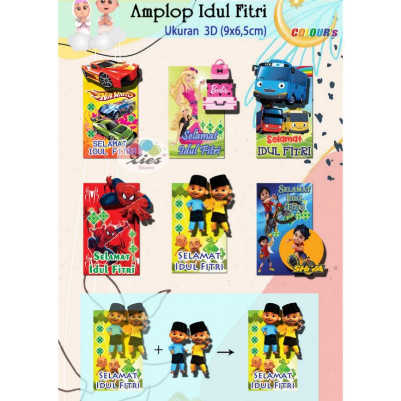 

amplop angpao lebaran idul fitri 3D / amplop idul fitri karakter 3D