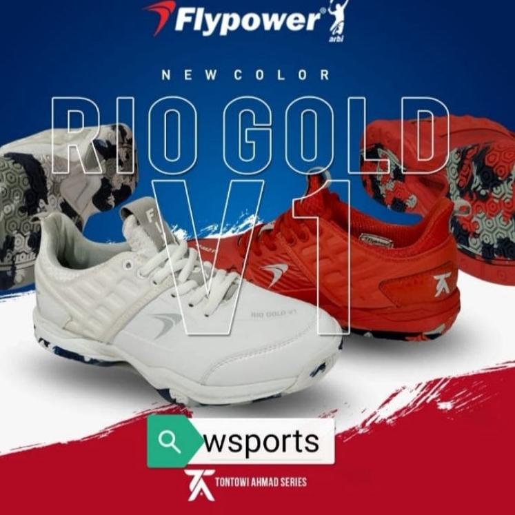 Harga Murah.. Sepatu Badminton Flypower Rio Gold V1 Original