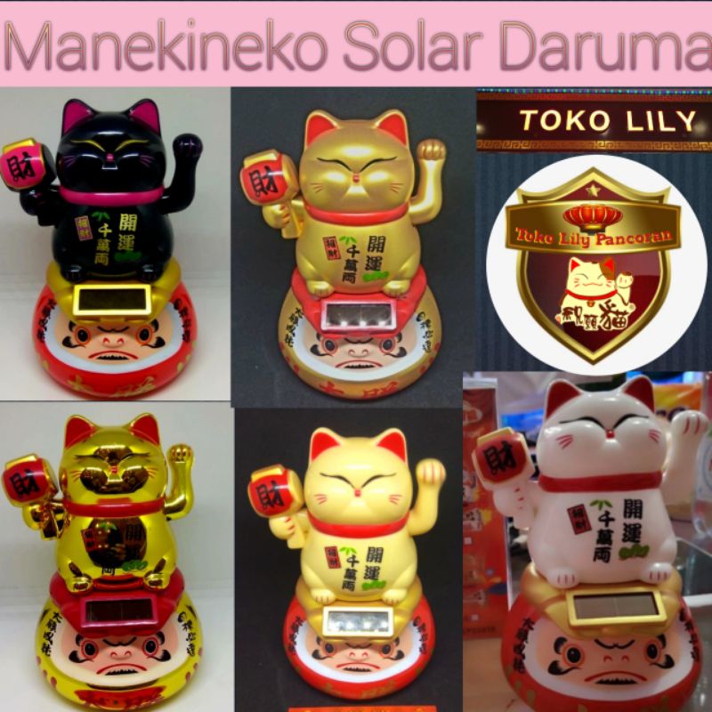 Solar Cell Maneki Neko Daruma / Lucky Cat Solar cell / Pajangan Kucing Hoki / Boneka kucing Rezeki