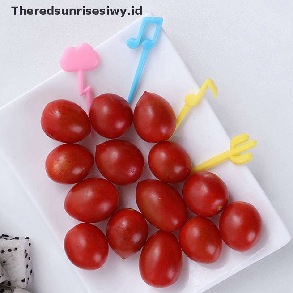 # Alat Rumah Tangga # 18pcs Garpu Buah / Dessert / Kue / Snack Mini Bentuk Kartun Not Musik Untuk Dekorasi Pesta