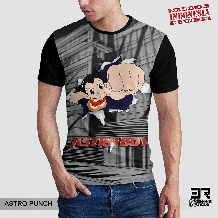 Kaos Print Anime Astroboy Hitam