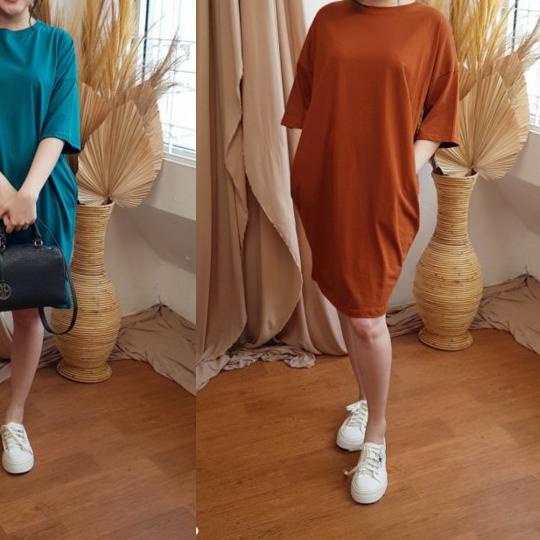 ✧ DRESS WANITA CASUAL BIG SIZE JUMBO POLOS SIMPLE BATWING D2915 ◊