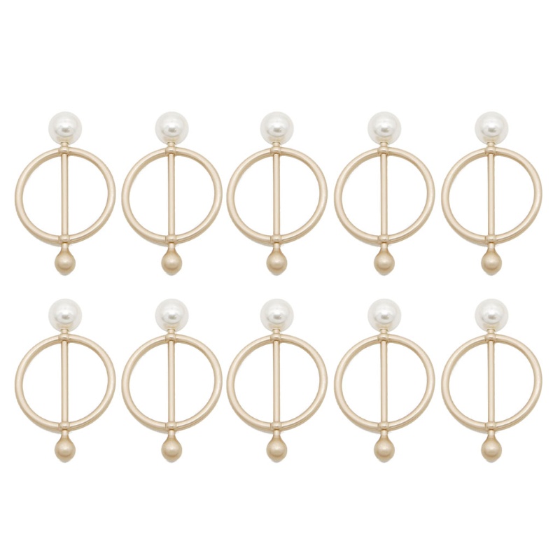 Siy 10pcs / Set Klip / Jepit Holder Scarf / Syal / Kaos T-Shirt / Selendang Bahan Silk Bentuk Bulat Hias Mutiara Untuk Wanita