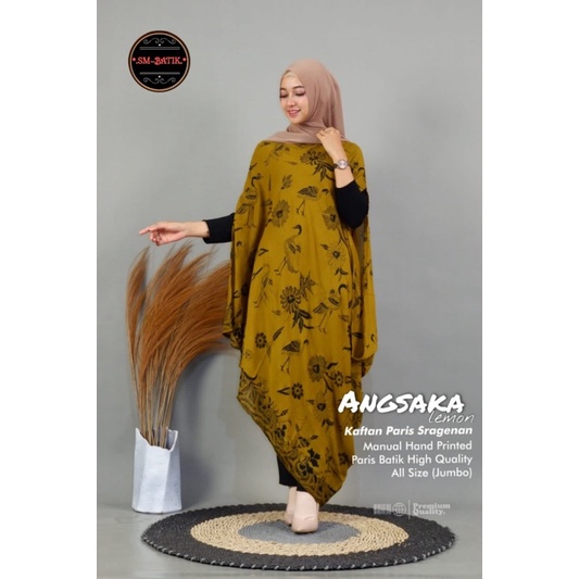 ANGSAKA LEMON KAFTAN BATIK WANITA ASLI SOLO PREMIUM ALL SIZE MOTIF BATIK LEBARAN BATIK ORI SM SOLO