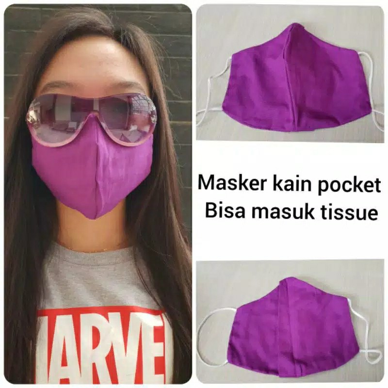 Masker Kain Tali 2 Lapis Dan Pocket Bisa Isi Tissue