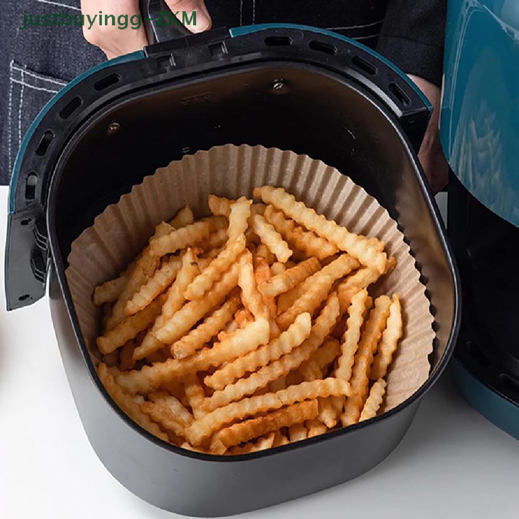 25 / 50pcs Kertas Keranjang Air Fryer Sekali Pakai Anti Lengket Tahan Minyak Bentuk Bulat Untuk Dapur