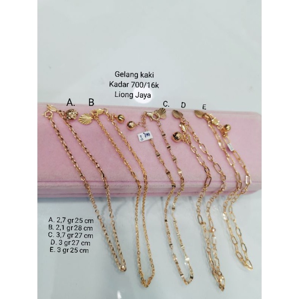 Gelang Kaki Emas kadar 700/16k