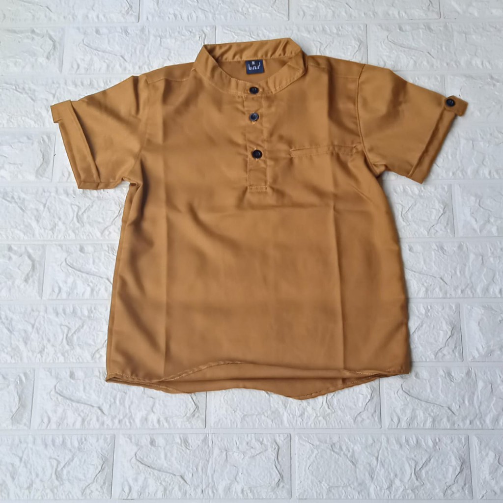 Kemeja Anak Laki Laki Teerbaru Kids Keren Baju Atasan Kemeja Tangan Pendek Warna Mustrad Bahan Katun