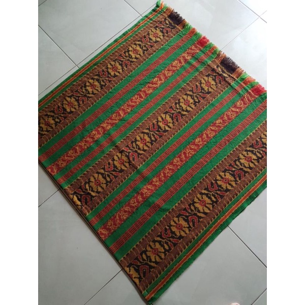 Kain Tenun NTT Lombok Tenun Ikat Etnik Tenun Blanket Warna Hijau Botol
