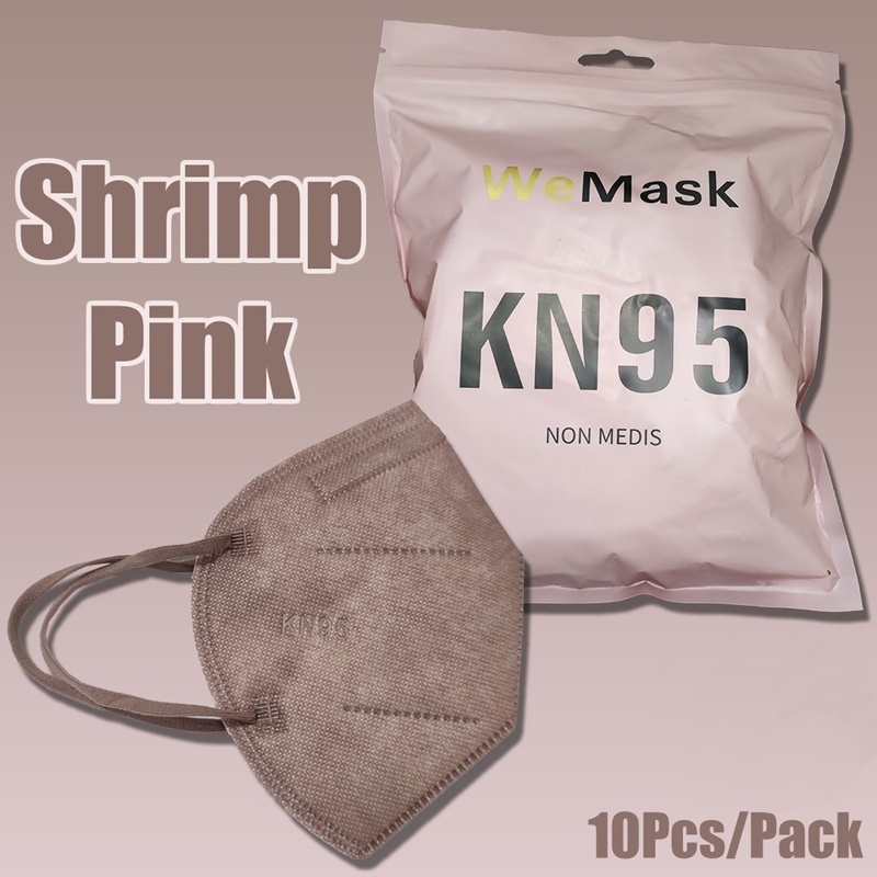 Masker KN95 isi10pcs Earloop Tali Senada Putih Abu Shrimp Pink Black Hitam Grey Abu 5 PLY ORIGINAL