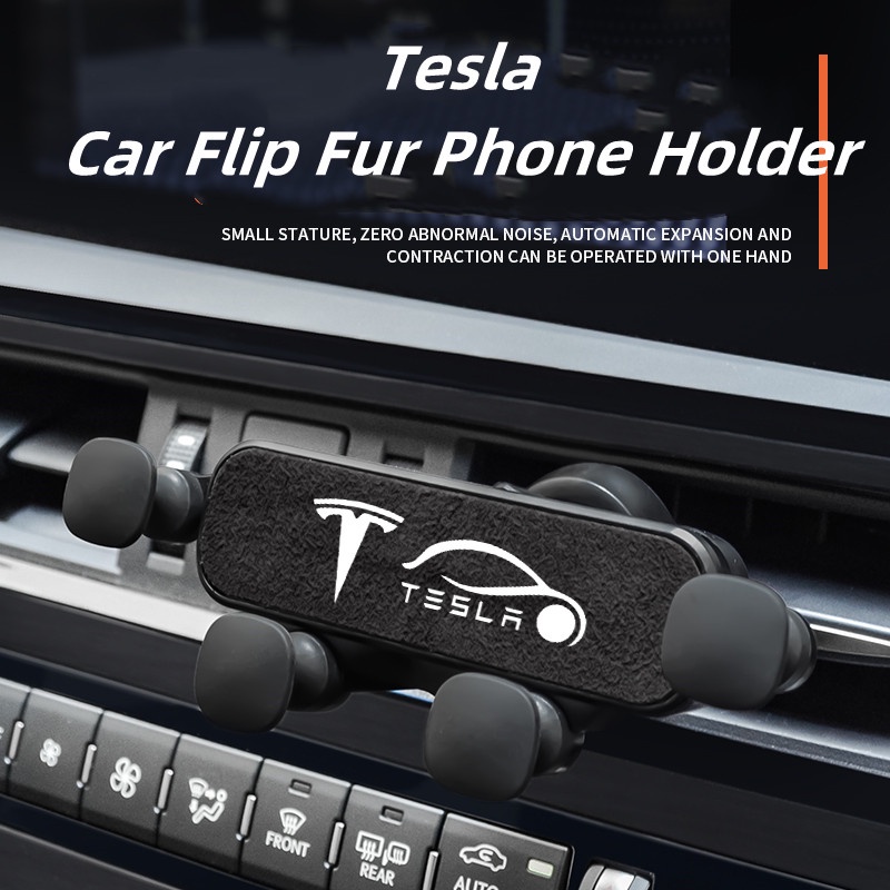 Tesla Stand Holderdudukan Ponselgps Model X Bahan Bulu Italia Untuk Mobil 3 Model