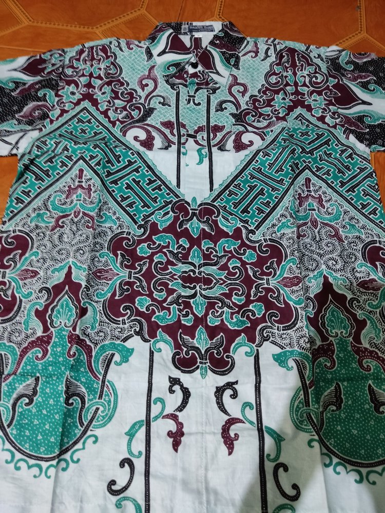 Hem Batik Premium Motif Silang Dinasti Warna Putih Tosca Biru Coklat Marun Hijau