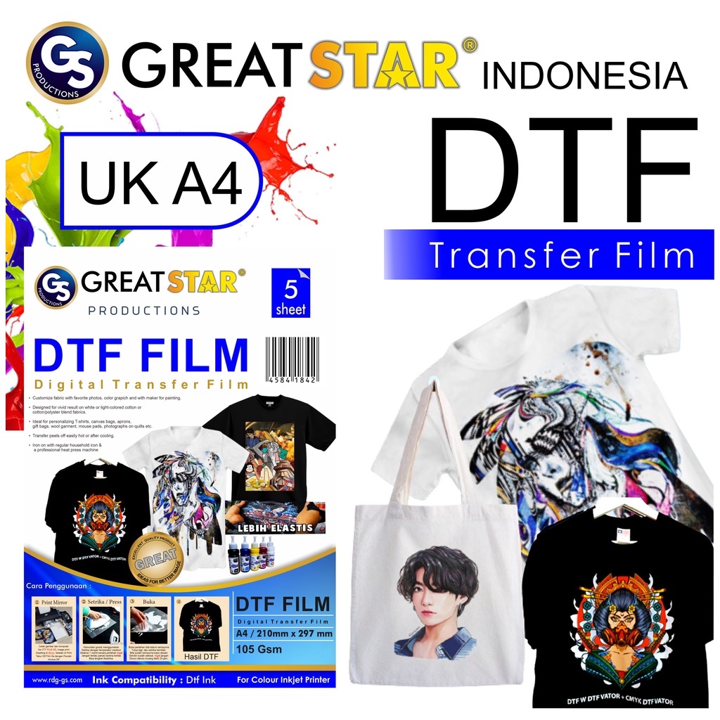 

Dtf Film ( Digital Transfer Film ) A4 / 5 Lembar
