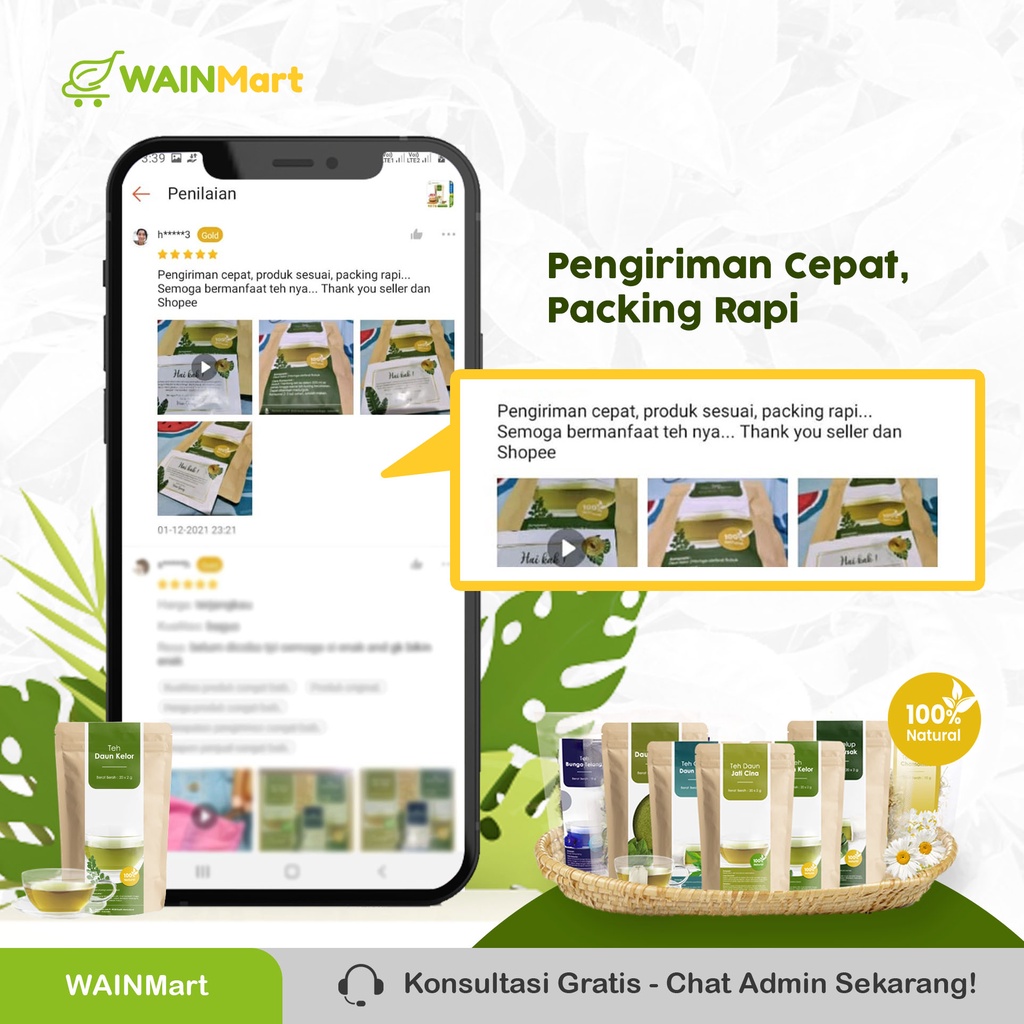 TEH CELUP DAUN KELOR : 100% Organik Anti-Kanker, Diabetes, Tingkatkan Imunitas dan Kekebalan Tubuh Teh Kelor Celup Original