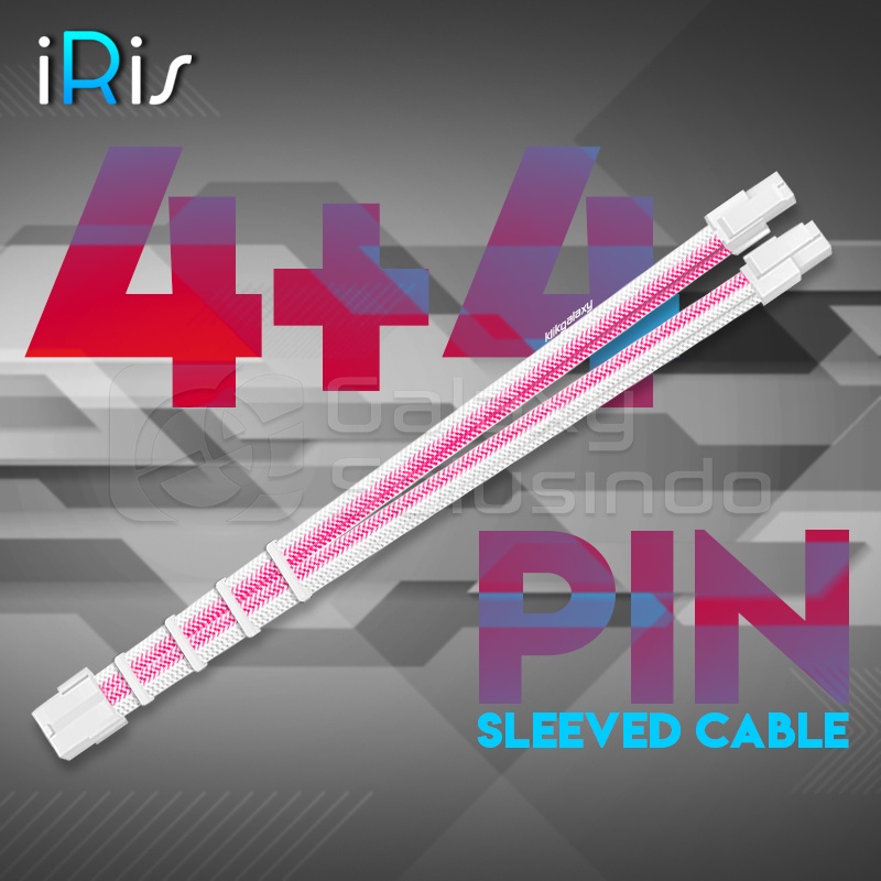 iRis ATX 4+4 Pin 8 Pin Extension Sleeved Cable - White Pink