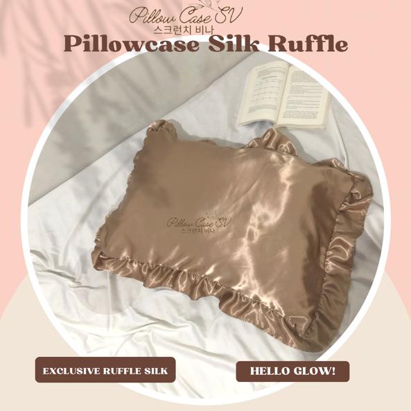 SARUNG BANTAL SILK RUFFLE SV / SARUNG BANTAL SATIN RUFFLE / SARUNG BANTAL SATIN SILK RUFFLE / SARUNG BANTAL RUFFLE / PILLOWCASE SILK RUFFLE