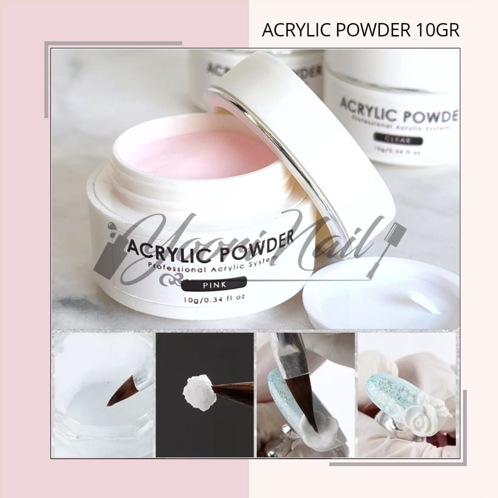 Acrylic powder EZFLOW 10gr acrylic powder white putih pink clear nail art 3D 4D bubuk akrilik