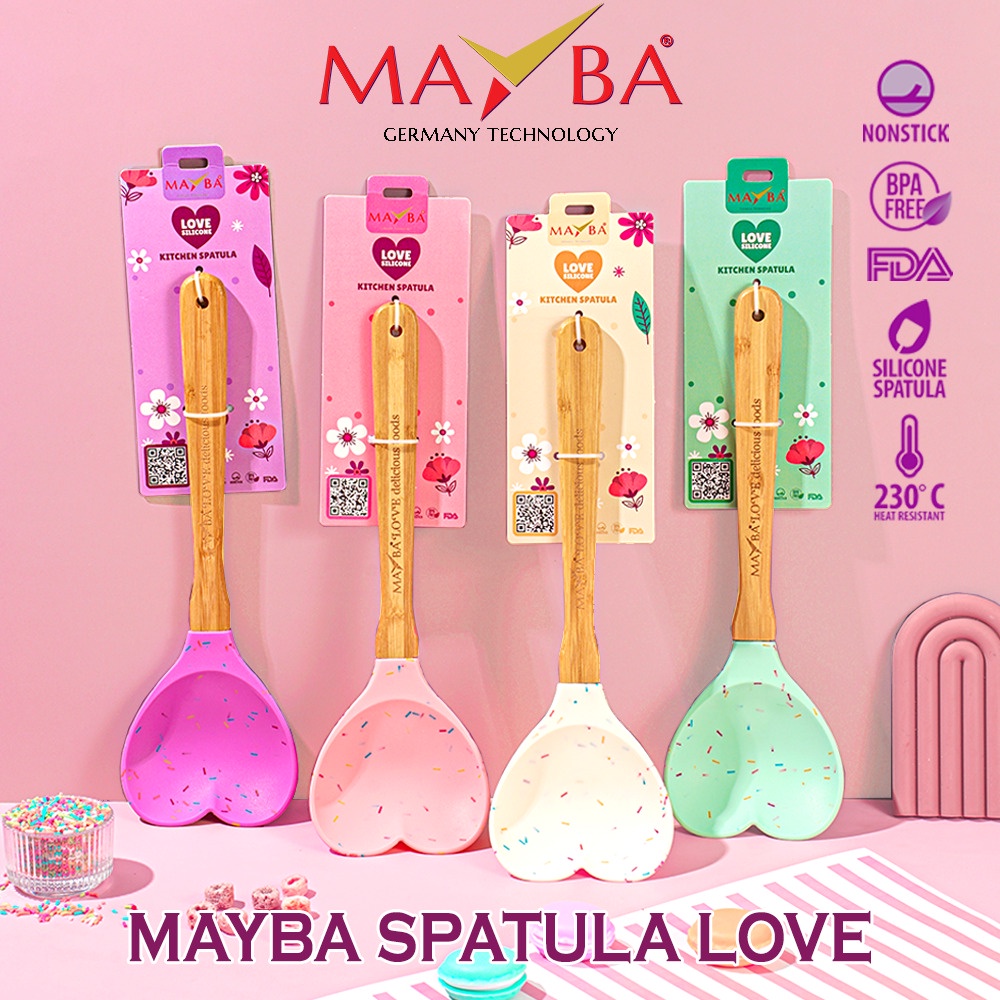 KITCHEN Spatula love Mayba sendok dapur/masak silikon pastel motif ceres tahan panas