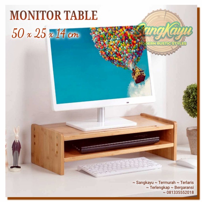Meja monitor kayu komputer meja laptop table monitor table minimalis 2 - Kayu Mahoni