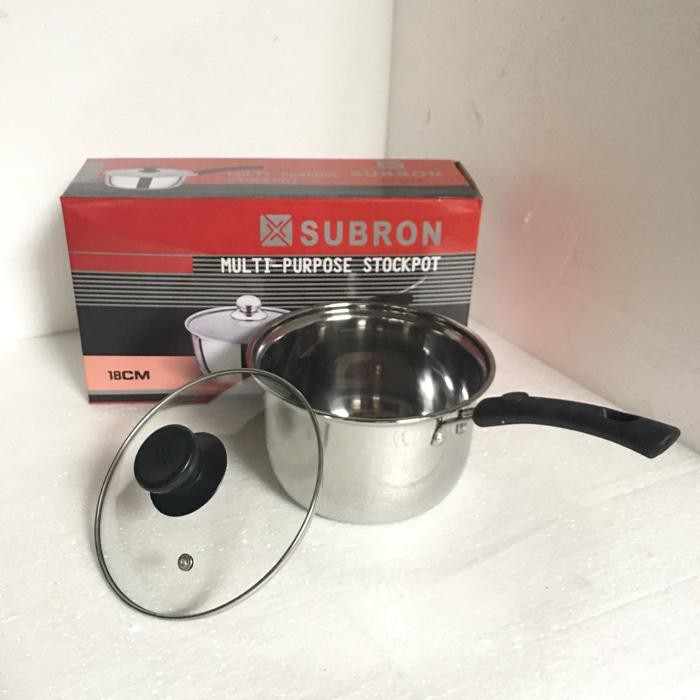 Panci Susu Kecil Milk Pot 16Cm Tutup Kaca Stainless Steel Murah