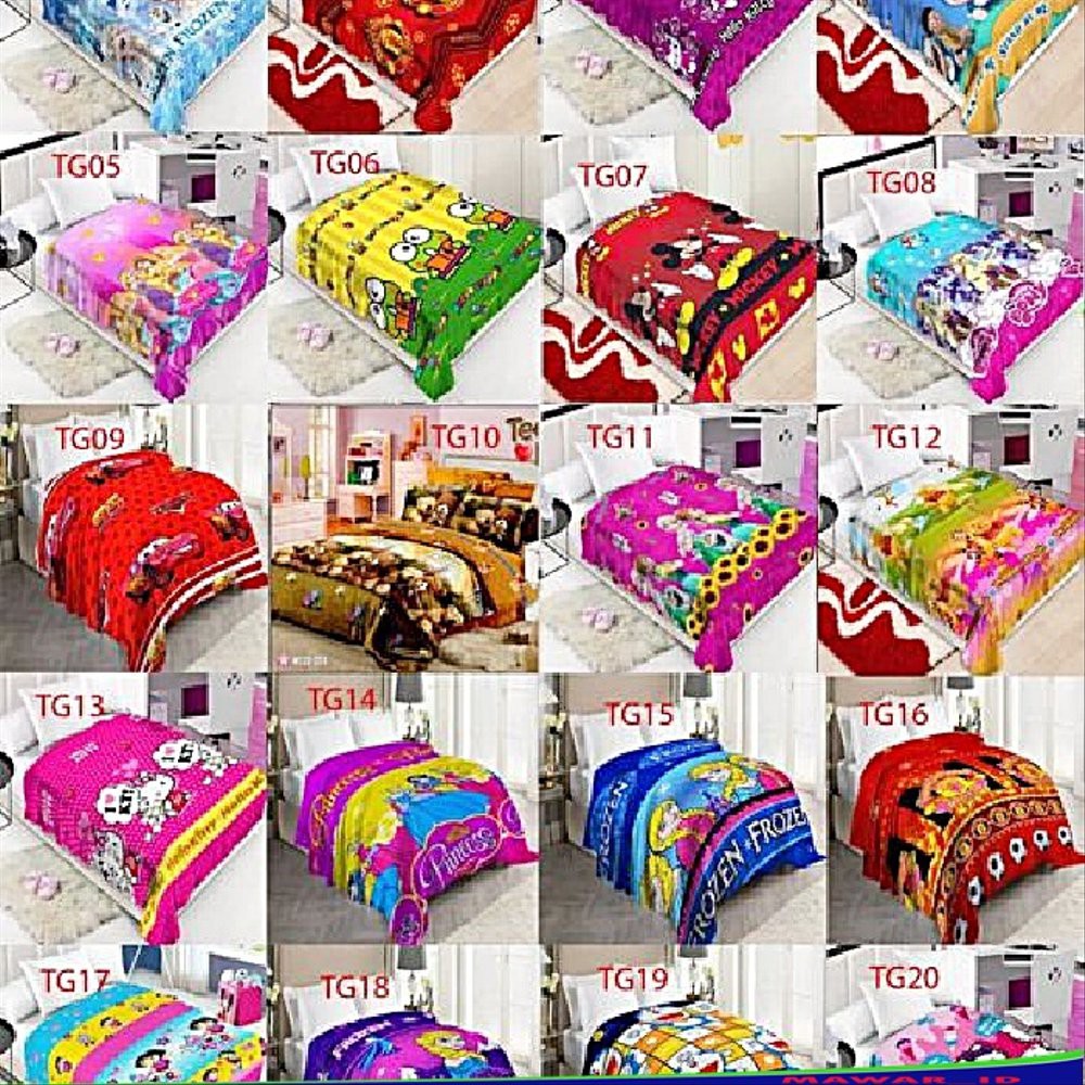 Selimut Anak Motif Karakter Besar Panel Bulu Lembut Import