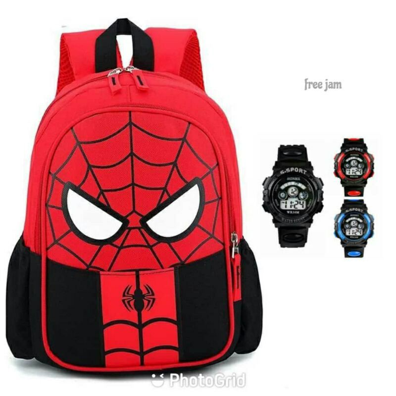 Ransel anak Avengers Free jam backpack tas punggung anak laki-laki karakter