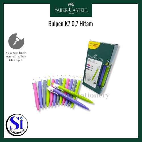 

Pulpen K7 Faber Castell 0.7 mm Hitam 1Pack Isi 12+Bonus