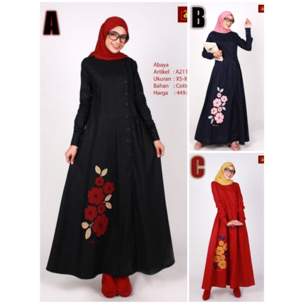Gamis Kekinian DANNIS A211121 Navy - Red - Black Free Masker