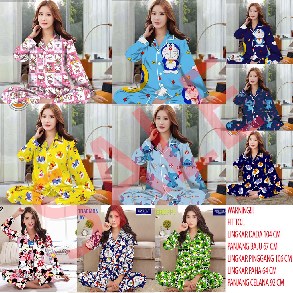 ISANNY PIYAMA SET PP SIZE.L/PIYAMA BLACK CAT/PIYAMA/PYAMA KARAKTER PP/READY STOK